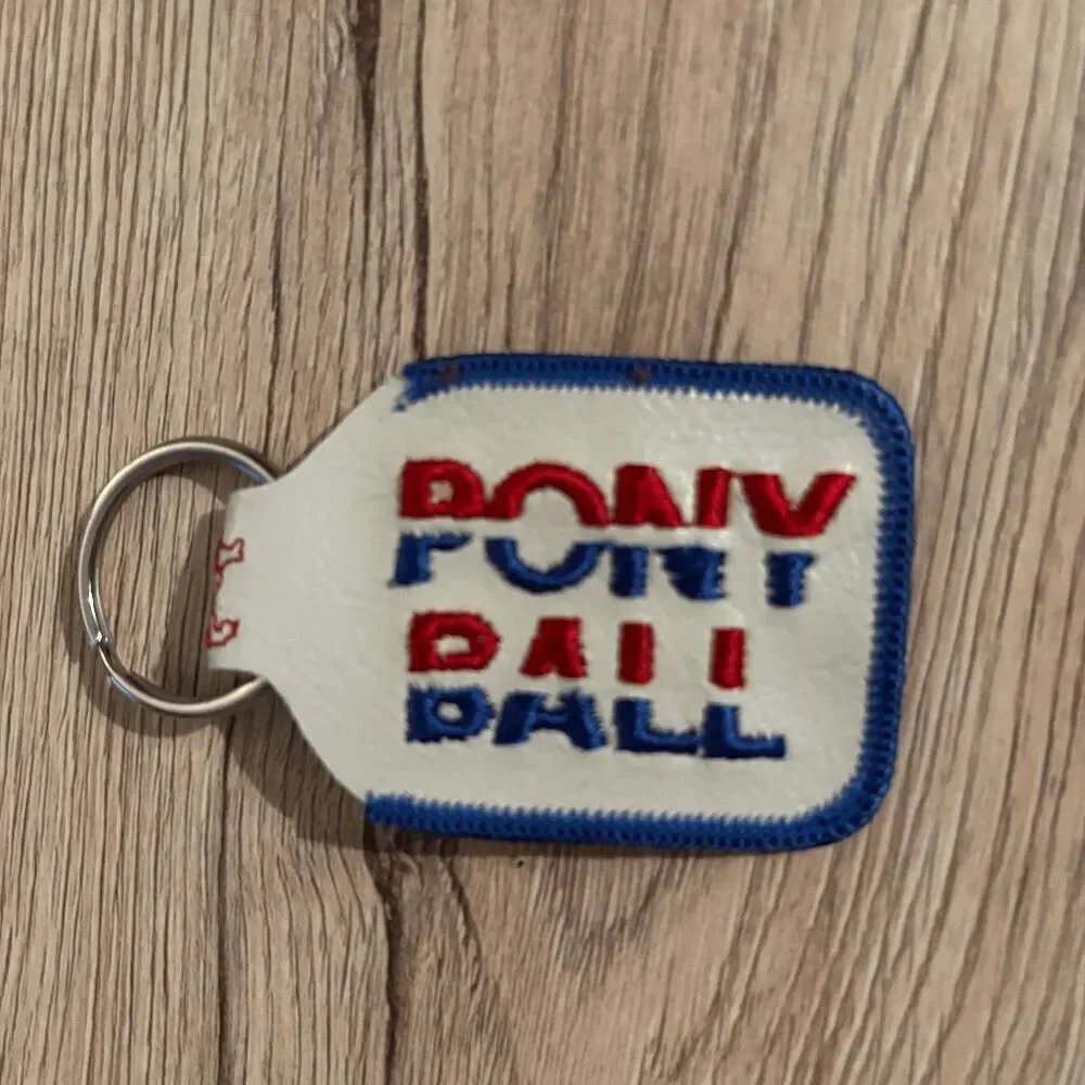 Pony Ball double sided logo embroidered vintage 1980s keychain red white blue - Picture 1 of 4